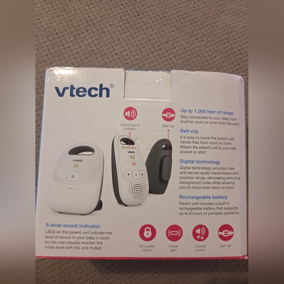 Vtech 2 Parent Units Digital Audio Baby Monitor with up to 1,000 ft of Range, Cr - Picture 8 of 12